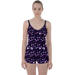 Purple, Pink Bokeh Dots, Asymmetric Polka Dot With Modern Twist Tie Front Two Piece Tankini by Casemiro