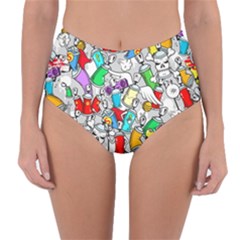 Graffit Characters Seamless Pattern Art Reversible High-waist Bikini Bottoms by Amaryn4rt