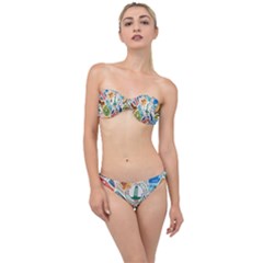 Travel Pattern Immigration Stamps Stickers With Historical Cultural Objects Travelling Visa Immigrant Classic Bandeau Bikini Set by Amaryn4rt