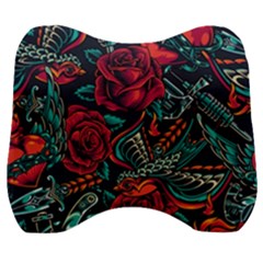 Vintage Flash Tattoos Designs Seamless Pattern Velour Head Support Cushion by Amaryn4rt