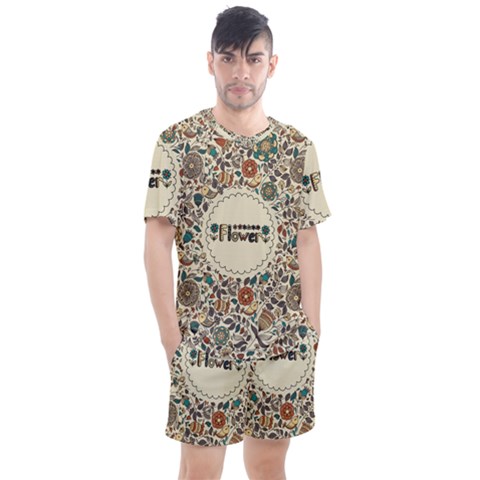 Seamless Pattern With Flower Birds Men s Mesh Tee And Shorts Set by Amaryn4rt