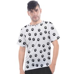 Dog Paws Pattern, Black And White Vector Illustration, Animal Love Theme Men s Sport Top by Casemiro