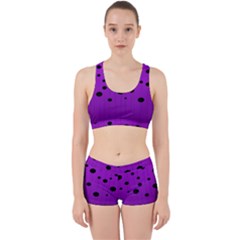 Two Tone Purple With Black Strings And Ovals, Dots  Geometric Pattern Work It Out Gym Set by Casemiro