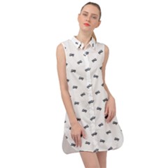 Vintage Car Motif Prin Pattern 2001 Sleeveless Shirt Dress by dflcprintsclothing