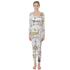 Cute-baby-animals-seamless-pattern Long Sleeve Catsuit by Sobalvarro