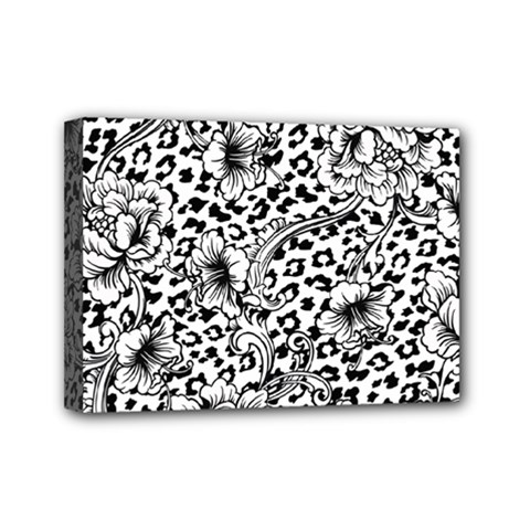 Vector-eclectic-fabric-seamless-pattern-animal-background-with-baroque-ornament Mini Canvas 7  X 5  (stretched) by Sobalvarro