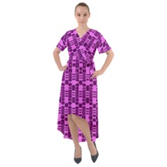 Digital Violet Front Wrap High Low Dress by Sparkle