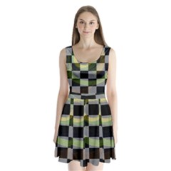 Circle Checks Split Back Mini Dress  by Sparkle