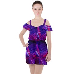 Fractal Flash Ruffle Cut Out Chiffon Playsuit by Sparkle