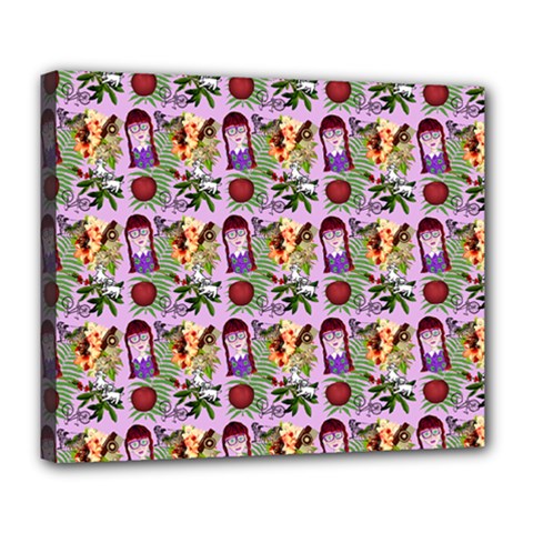 Purple Glasses Girl Pattern Lilac Deluxe Canvas 24  X 20  (stretched) by snowwhitegirl