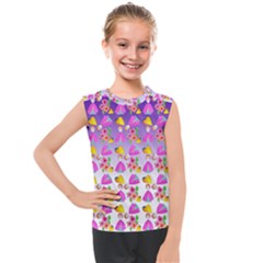 Girl With Hood Cape Heart Lemon Patternpurple Ombre Kids  Mesh Tank Top by snowwhitegirl