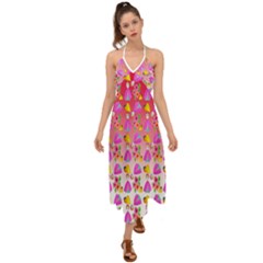 Girl With Hood Cape Heart Lemon Pattern Red Ombre Halter Tie Back Dress  by snowwhitegirl
