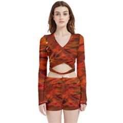 Fire Lion Flame Light Mystical Velvet Wrap Crop Top by HermanTelo