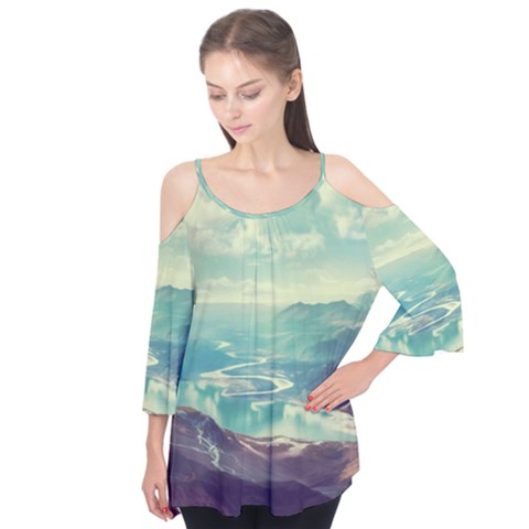 Landscape Mountains Lake River Flutter Tees by HermanTelo