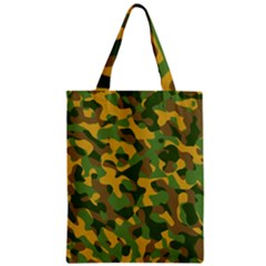 Yellow Green Brown Camouflage Zipper Classic Tote Bag by SpinnyChairDesigns