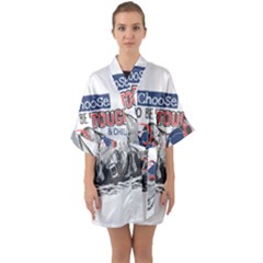 Choose To Be Tough & Chill Half Sleeve Satin Kimono  by Bigfootshirtshop