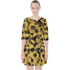 Black Yellow Brown Camouflage Pattern Pocket Dress by SpinnyChairDesigns