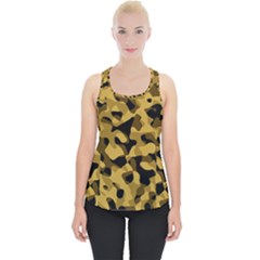 Black Yellow Brown Camouflage Pattern Piece Up Tank Top by SpinnyChairDesigns
