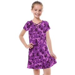 Dark Purple Camouflage Pattern Kids  Cross Web Dress by SpinnyChairDesigns