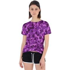 Dark Purple Camouflage Pattern Open Back Sport Tee by SpinnyChairDesigns