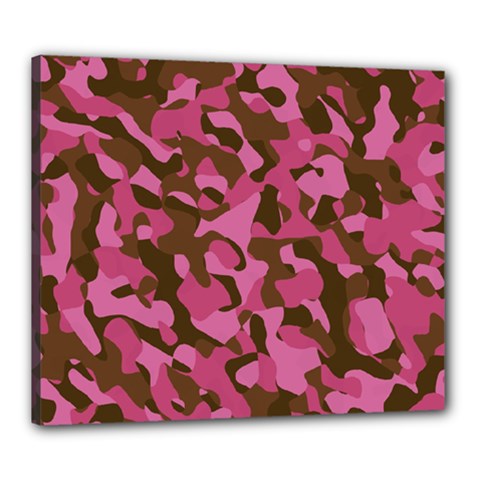 Pink And Brown Camouflage Canvas 24  X 20  (stretched) by SpinnyChairDesigns
