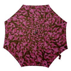 Pink And Brown Camouflage Hook Handle Umbrellas (large) by SpinnyChairDesigns