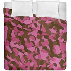 Pink And Brown Camouflage Duvet Cover Double Side (king Size) by SpinnyChairDesigns