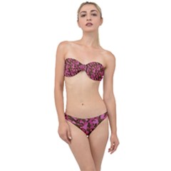 Pink And Brown Camouflage Classic Bandeau Bikini Set by SpinnyChairDesigns