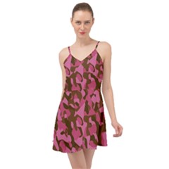 Pink And Brown Camouflage Summer Time Chiffon Dress by SpinnyChairDesigns