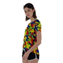Colorful Rainbow Camouflage Pattern Short Sleeve Foldover Tee View2