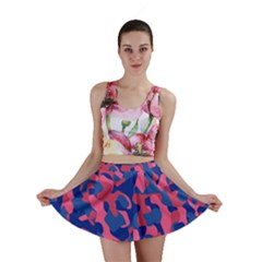 Blue And Pink Camouflage Pattern Mini Skirt by SpinnyChairDesigns
