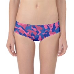 Blue And Pink Camouflage Pattern Classic Bikini Bottoms by SpinnyChairDesigns