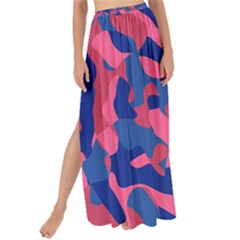 Blue And Pink Camouflage Pattern Maxi Chiffon Tie-up Sarong by SpinnyChairDesigns