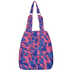 Blue And Pink Camouflage Pattern Center Zip Backpack by SpinnyChairDesigns