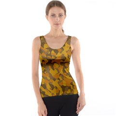 Brown And Orange Camouflage Tank Top by SpinnyChairDesigns