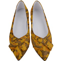 Brown And Orange Camouflage Women s Bow Heels by SpinnyChairDesigns