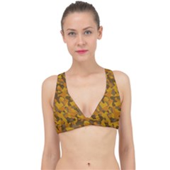 Brown And Orange Camouflage Classic Banded Bikini Top by SpinnyChairDesigns
