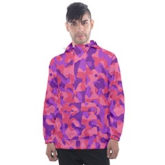 Pink And Purple Camouflage Men s Front Pocket Pullover Windbreaker by SpinnyChairDesigns