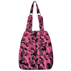 Black And Pink Camouflage Pattern Center Zip Backpack by SpinnyChairDesigns