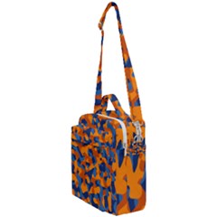 Blue And Orange Camouflage Pattern Crossbody Day Bag by SpinnyChairDesigns