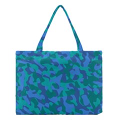 Blue Turquoise Teal Camouflage Pattern Medium Tote Bag by SpinnyChairDesigns