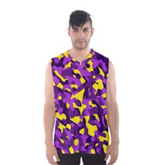 Purple And Yellow Camouflage Pattern Men s Basketball Tank Top by SpinnyChairDesigns