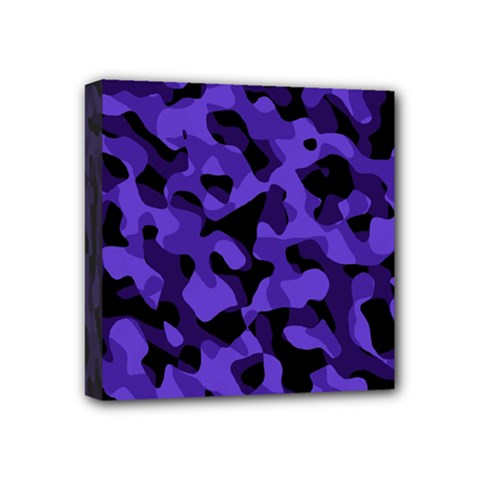 Purple Black Camouflage Pattern Mini Canvas 4  X 4  (stretched) by SpinnyChairDesigns