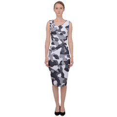 Grey And White Camouflage Pattern Sleeveless Pencil Dress by SpinnyChairDesigns