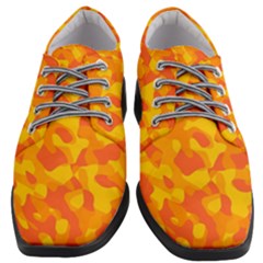 Orange And Yellow Camouflage Pattern Women Heeled Oxford Shoes by SpinnyChairDesigns