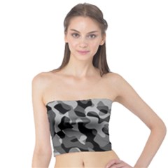 Grey And Black Camouflage Pattern Tube Top by SpinnyChairDesigns