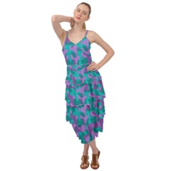 Purple And Teal Camouflage Pattern Layered Bottom Dress by SpinnyChairDesigns