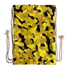Black And Yellow Camouflage Pattern Drawstring Bag (large) by SpinnyChairDesigns