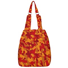 Red And Orange Camouflage Pattern Center Zip Backpack by SpinnyChairDesigns