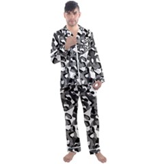 Black And White Camouflage Pattern Men s Long Sleeve Satin Pyjamas Set by SpinnyChairDesigns